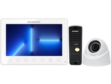 Комплект видеодомофона, вызывной панели и купольной видеокамеры AccordTec AT-VD751C WH / AT-VD305N BL / MR-HDNP2W