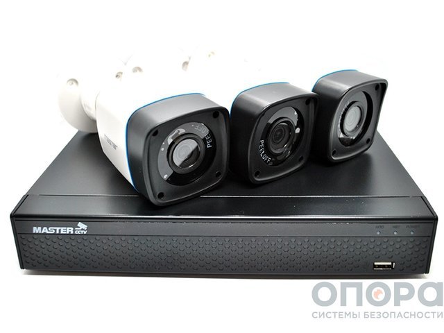 Комплект видеонаблюдения Master MR-UV04-701 / MR-HPN2WH на 3 камеры (Цилиндрические / Пластик / 2Mpx)