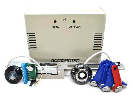 Комплект системы контроля доступа Accordtec №52 (Электромеханическая врезная защёлка / TM-ключи / ББП)