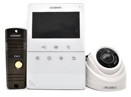Комплект видеодомофона с установкой AccordTec AT-VD432C WH / AT-VD305N BL / MR-HDNP2W (вызывная панель и купольная видеокамера)
