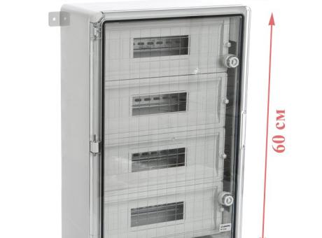Модульный пластиковый шкаф Plastim PP3118 (400х600х200) на 60 модулей (15х4) с прозрачной дверцей