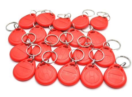 Набор не перезаписываемых брелоков ATIS RFID KEYFOB EM Red, формат EM-Marine с кольцом (20 шт.)