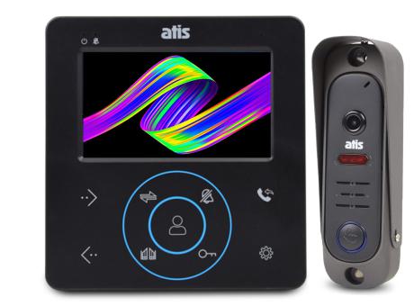 Комплект видеодомофона и вызывной панели ATIS AD-480 Black / AT-380HR Black