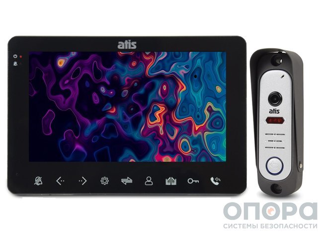 Комплект видеодомофона и антивандальной вызывной панели ATIS AD-780 Black / AT-380HR Silver
