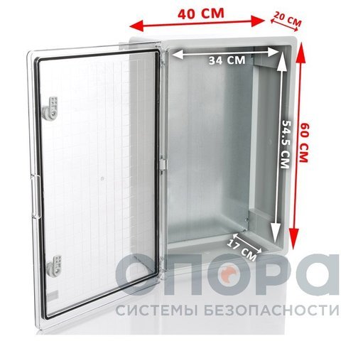 Пластиковый шкаф с прозрачной дверцей и монтажной панелью Plastim PP3018 (400х600х200)
