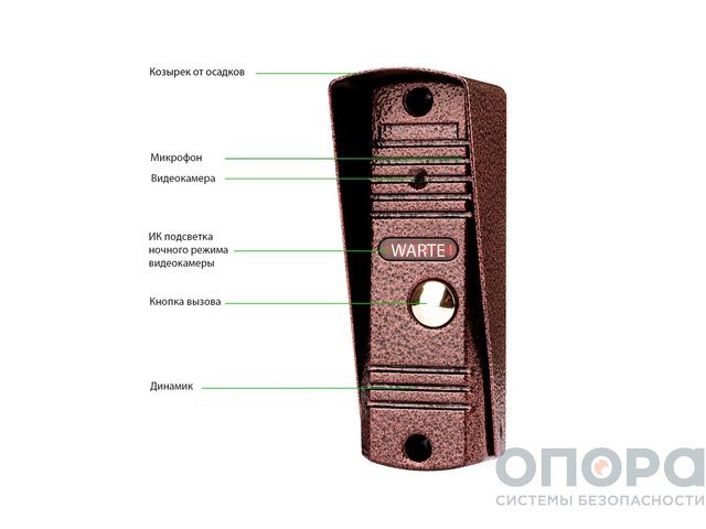 Комплект видеодомофона и вызывной панели WARTE-07-02 (СОНАТА + АККОРД 90)