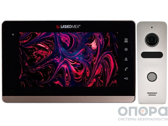 Комплект видеодомофона со встроенным блоком сопряжения и вызывной панели LaskomexPRO E-1260 (M/Bk/Gd/L) / AT-VD308H SL