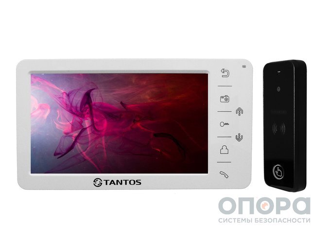 Комплект видеодомофона с памятью и антивандальной вызывной панелью Tantos Amelie SD (White) / iPanel 2 (Black)
