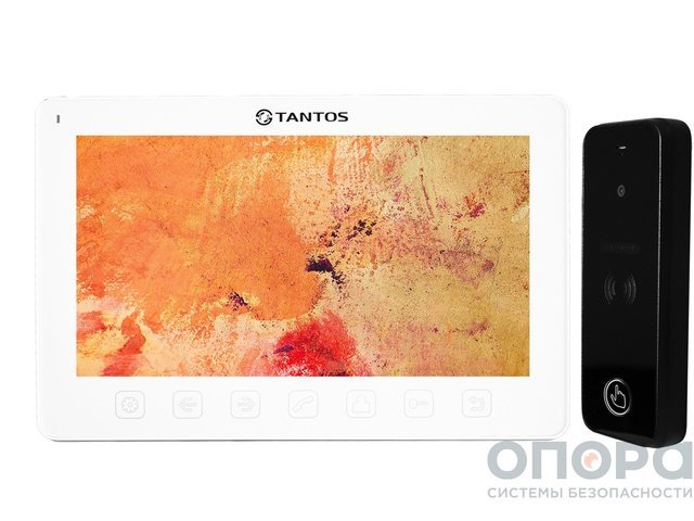 Комплект видеодомофона и вызывной панели Tantos Amelie Slim, White / IPanel 2 (Black)