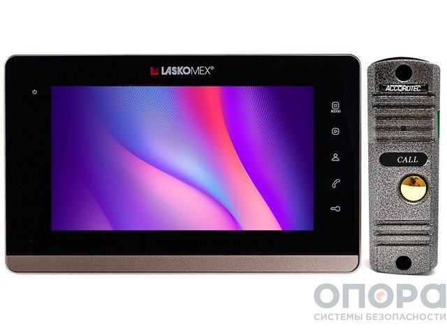 Комплект видеодомофона со встроенным блоком сопряжения и вызывной панели LaskomexPRO E-1260 (M/Bk/Gd/L) / AT-VD305N SL