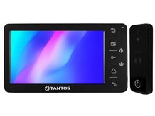 Комплект видеодомофона с памятью и антивандальной вызывной панелью Tantos Amelie SD (Black) / iPanel 2 (Black)
