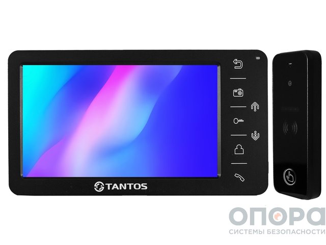 Комплект видеодомофона с памятью и антивандальной вызывной панелью Tantos Amelie SD (Black) / iPanel 2 (Black)