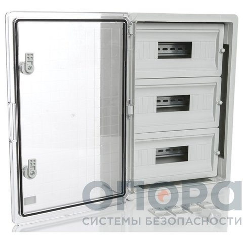 Модульный пластиковый шкаф Plastim PP3116 (350х500х190) на 45 модулей (15х3) с прозрачной дверцей