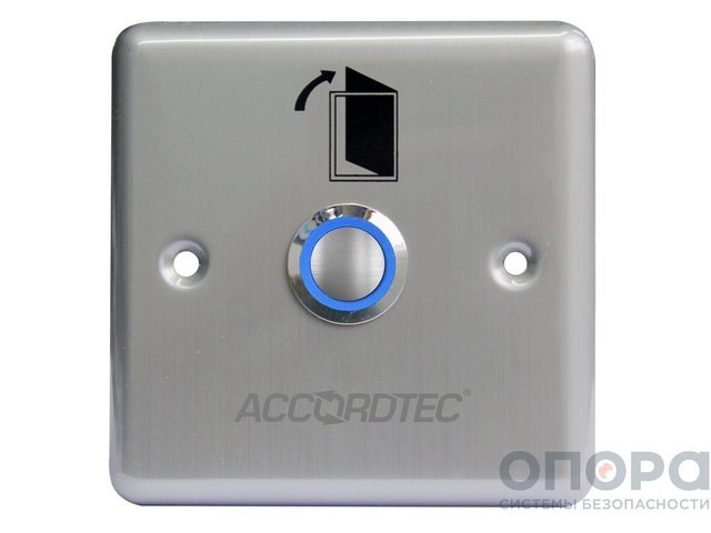 Кнопка выхода металлическая врезная c LED подсветкой AccordTec AT-H801B LED