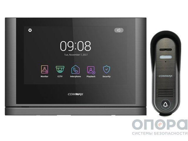 Комплект HD видеодомофона и вызывной панели COMMAX CDV-1024MA, Black Smog / DRC-4CPHD (с памятью и датчиком движения)