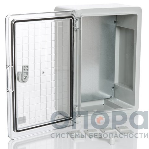 Пластиковый шкаф с прозрачной дверцей и монтажной панелью Plastim PP3012 (250х350х150)