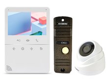 Комплект видеодомофона, вызывной панели и купольной видеокамеры AccordTec AT-VD432C WH / AT-VD305N BL / MR-HDNP2W