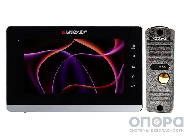 Комплект видеодомофона со встроенным блоком сопряжения и вызывной панели LaskomexPRO E-1260 (Pl/Bk/Si/L) / AT-VD305N SL