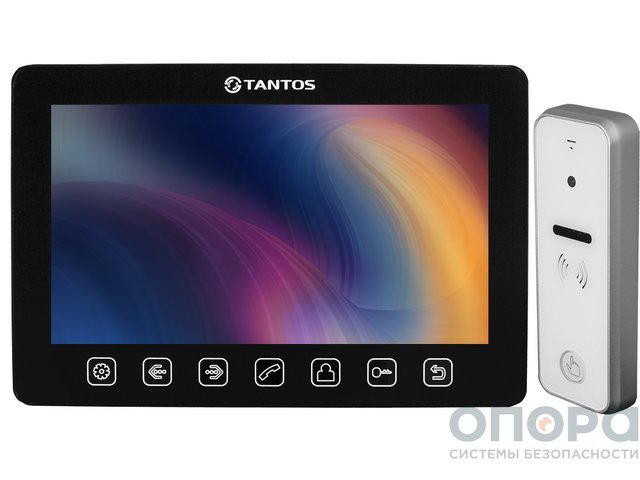 Комплект видеодомофона и вызывной панели Tantos Amelie Slim, Black / IPanel 2 (White)